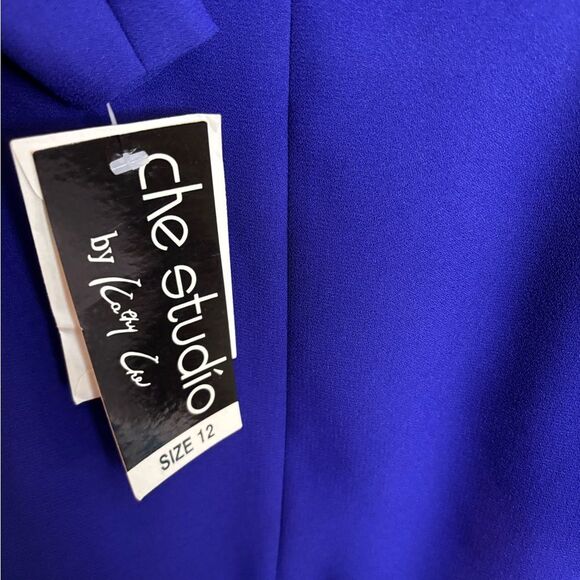 Che Studio by Kathy Che Royal Cobalt Blue Formal Dress & Evening Jacket Size 12 - Picture 11 of 13